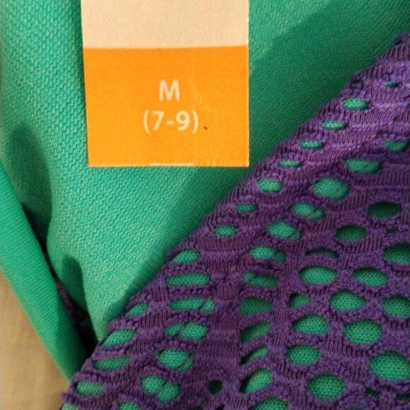 Crochet Eyelet Lace Bikini Sz M BLUE Triangle Bathing Suit Spaghetti Straps NEW - Picture 13 of 15